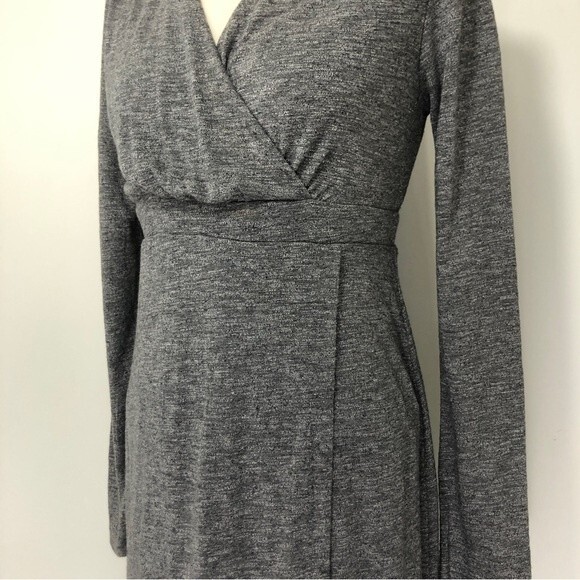 Athleta Dress Womens Small Gray Heathered Wrap It Up Long Sleeve Knit Surplice - Picture 4 of 16